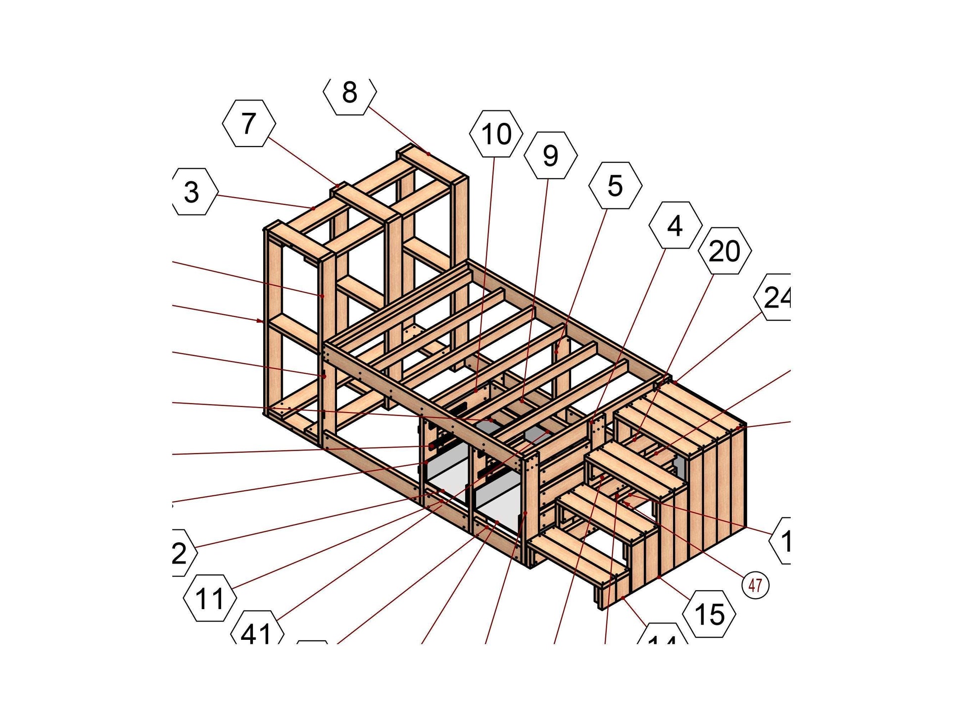 Space saver bunkbed,Full size bunkbed plans, bunkbed with storage, bunkbed with drawers