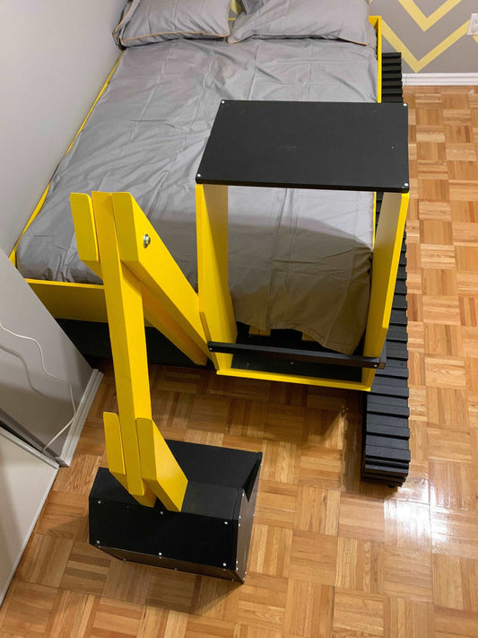 Toddler bed frame, twin size bed plans ,Excavator Bed plans for child, Make bed for boys, Diy Bed Plans, Toddler bed frame