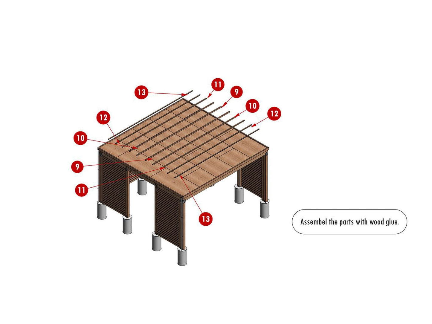 20x20 Modern Car Garage plan - Car Garage for two Car - Modern Pavilion Plans - Wooden Car Port