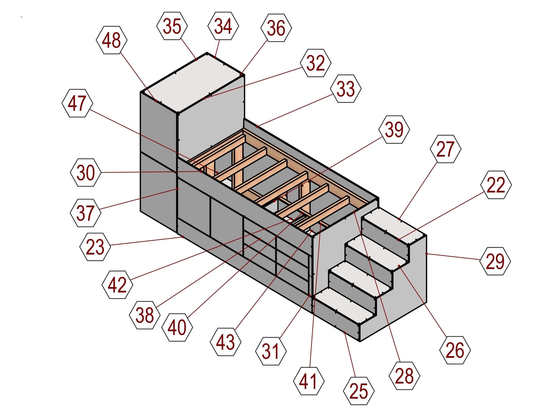 TwinXL bunkbed plans, bunkbed with storage, bunkbed with drawers,Space saver bunkbed