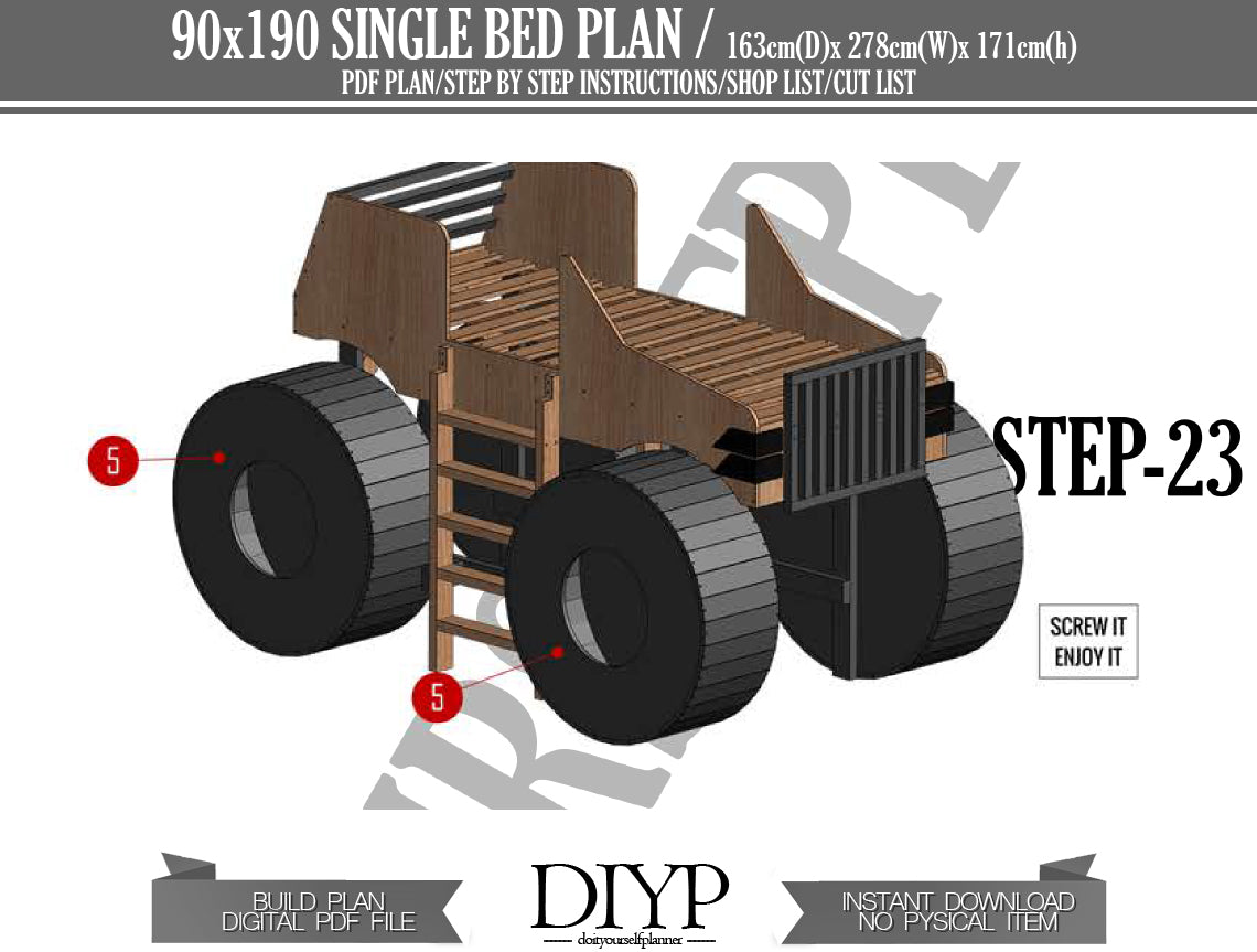 DIY Monster Truck Bed Plans: Build an Epic 90x190cm Bed for Your Child