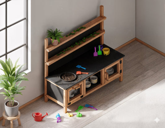 DIY Kids Kitchen Woodworking Plans - Miniature Play Kitchen with Sink, Cabinets & Shelves - Easy Build with Animation & Cut List