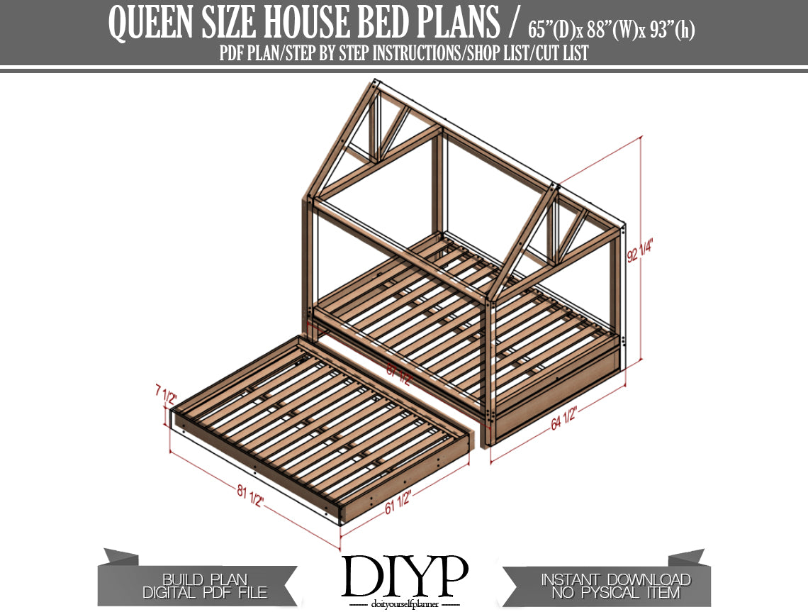 Queen Size House Bed Woodworking Plans