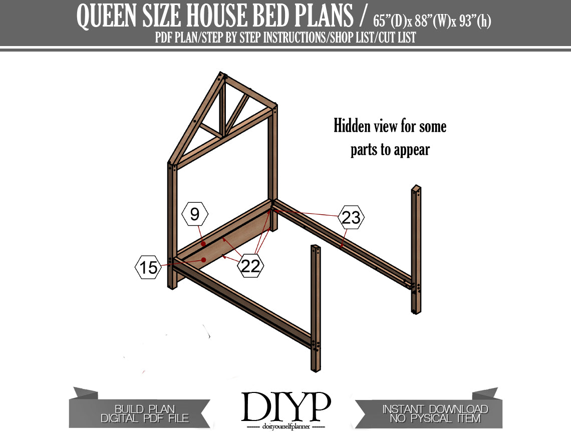 Queen Size House Bed Woodworking Plans