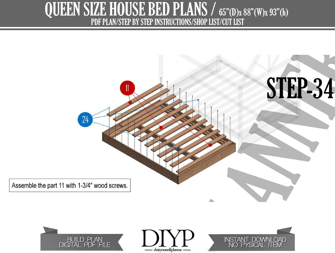 Queen Size House Bed Woodworking Plans
