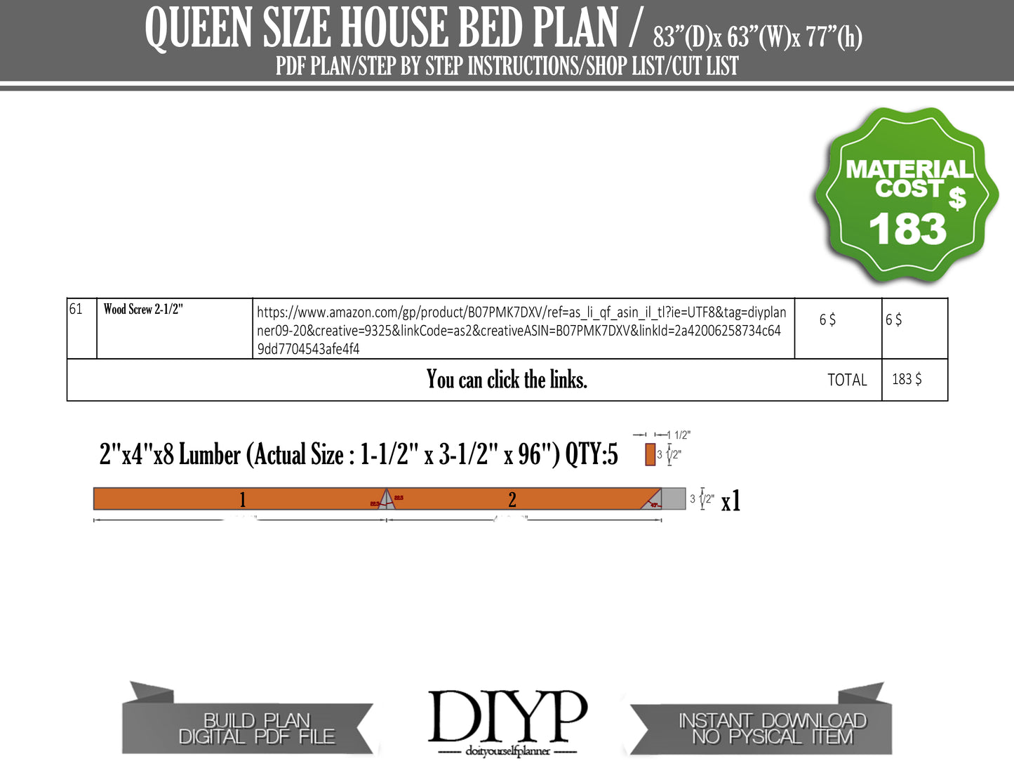Queen Size House Bed with Wood Chimney Plans