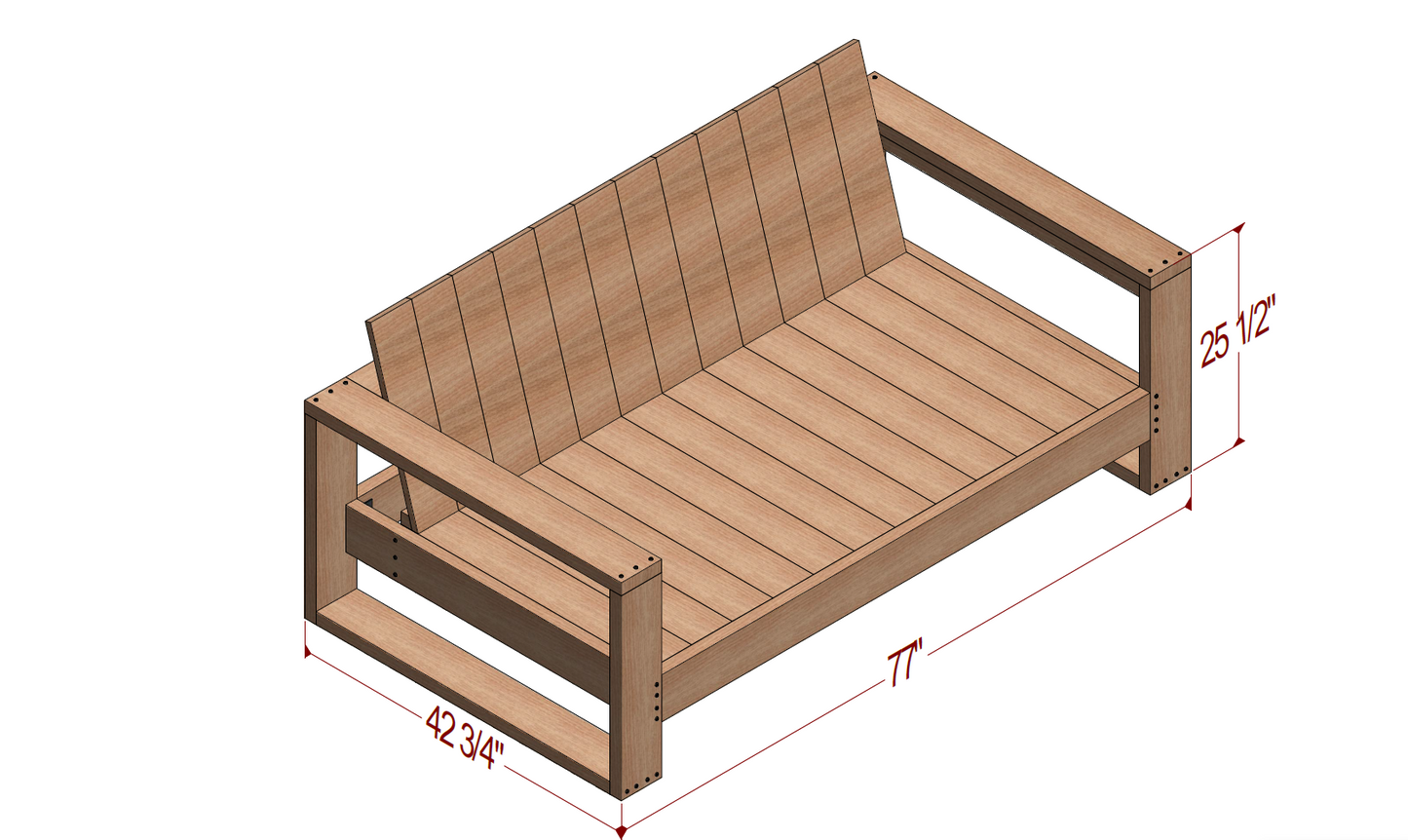 Modern Sofa Woodworking Plans - DIY Sofa with Construction Animation, Shopping List & Cutting List