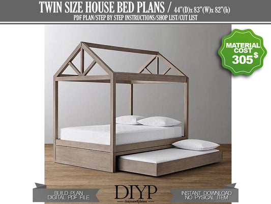 Twin Size House Bed Woodworking Plans