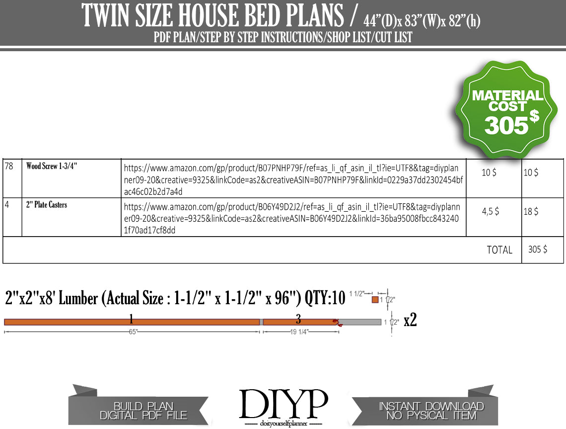 Twin Size House Bed Woodworking Plans