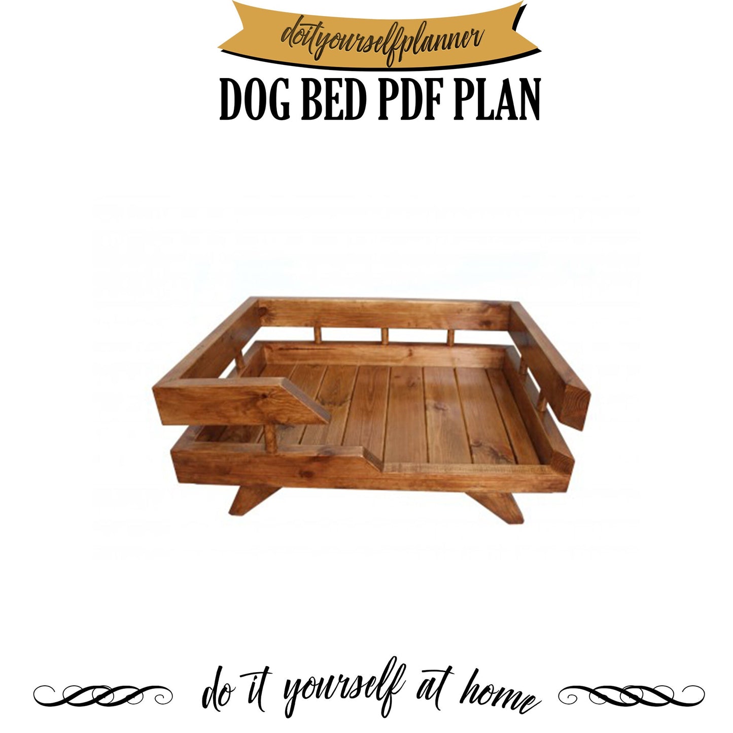 Dog Furniture - Puppy Bed plan - Wooden Dog Bed Plan - Modern Medium Dog Bed