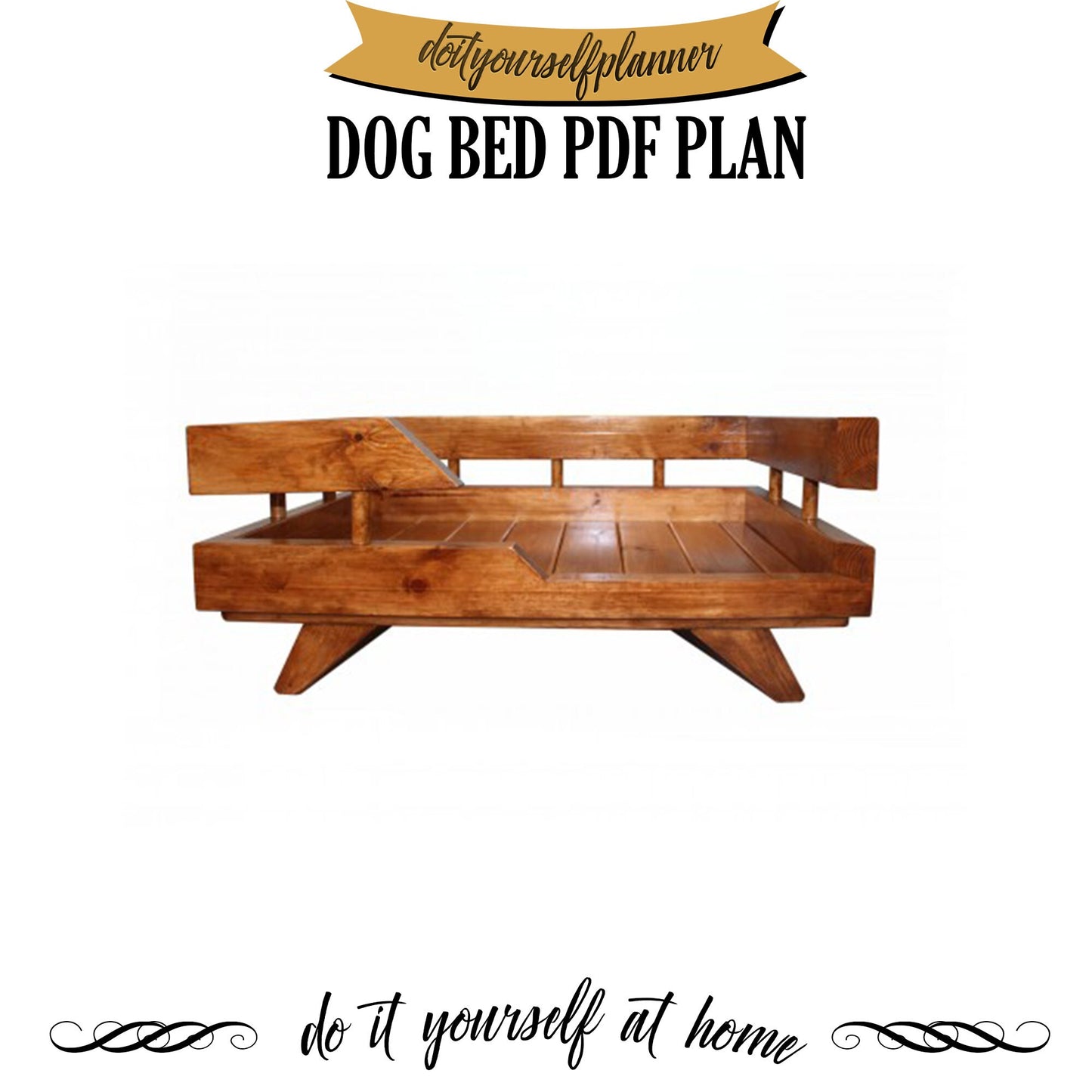Dog Furniture - Puppy Bed plan - Wooden Dog Bed Plan - Modern Medium Dog Bed