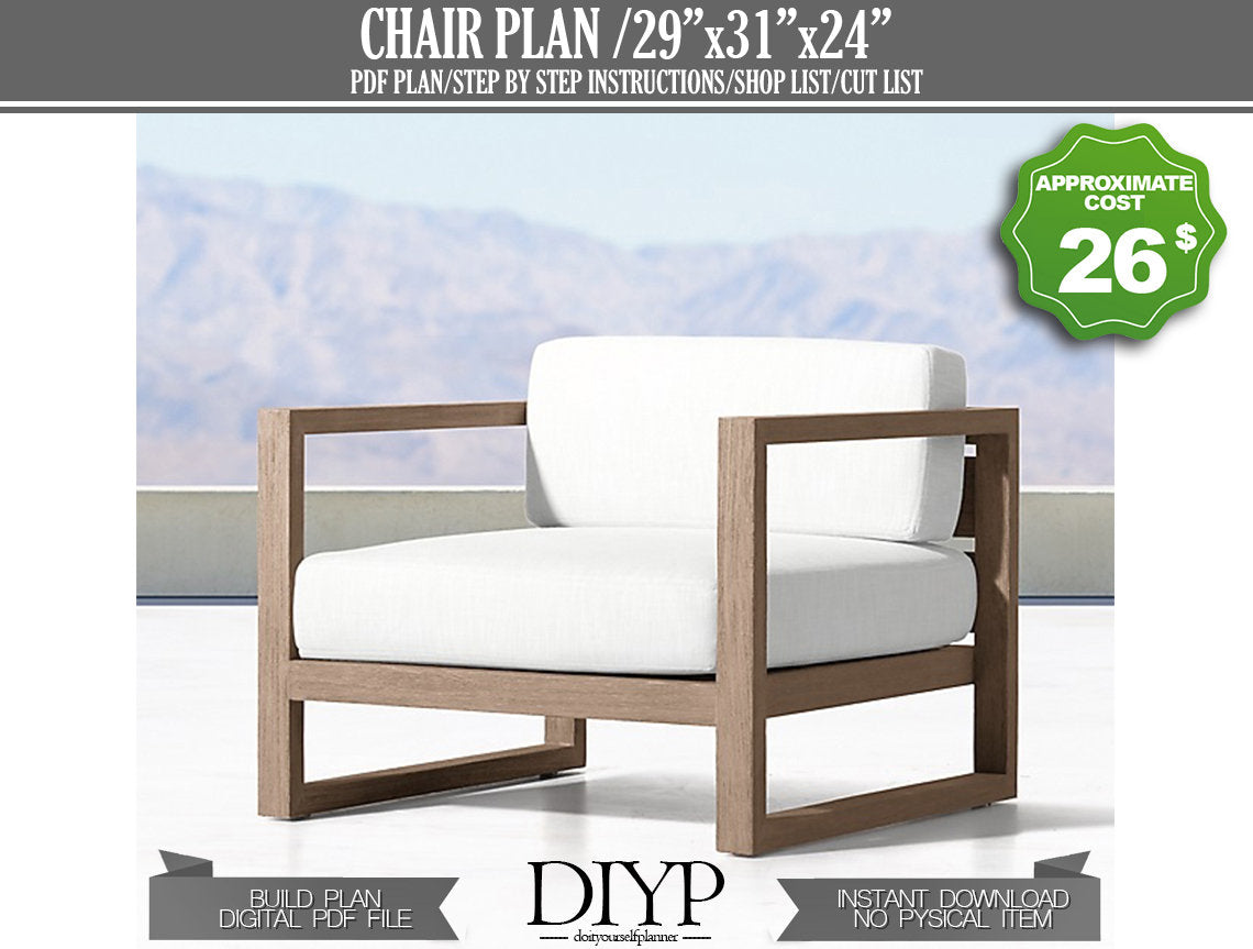 DIY Patio chair Plan , Outdoor chair plans , Build your own chair , build plans for chair