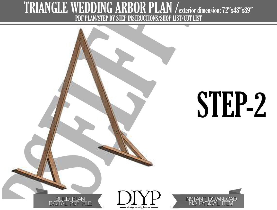 Triangle wedding arch frame plans, build plan for wedding arbor, diy wedding trellis