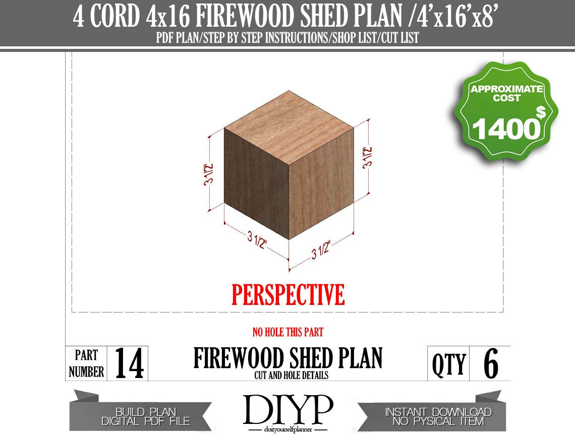 4x16 Firewood Shed Plans | 4 Cord Wood Shed DIY Build Plans