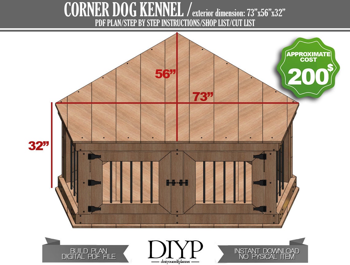 Corner Dog Crate for diy woodworking plan - Dog Furniture - Build own Easy and Cheap dog crate