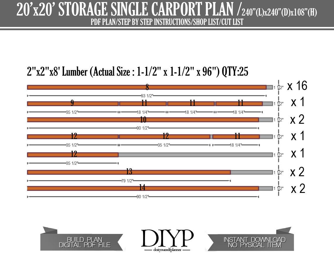 Car garage build plan, Single car port plans, carport with storage plan, carport shed, build a carport, diy garage plans, 20x20 shed