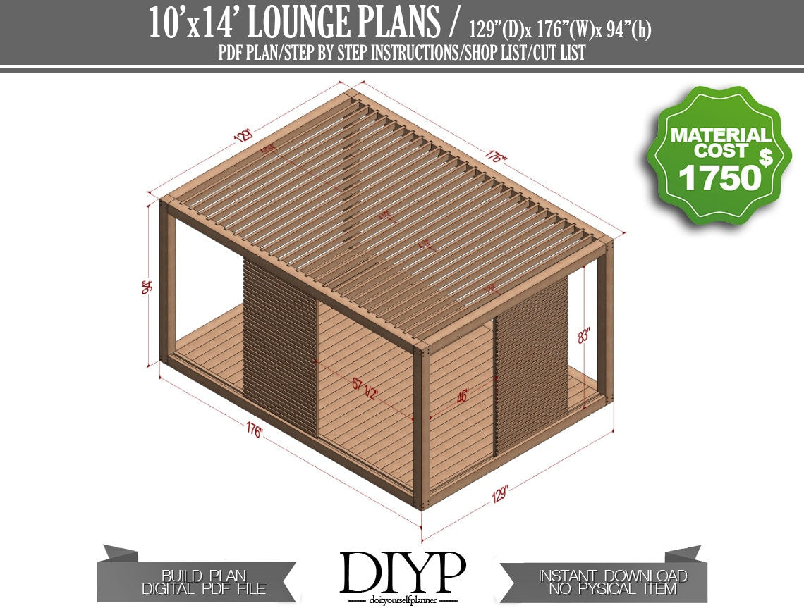 Pergola plan, diy veranda plan, easy patio plan,modern lounge plan, Shed plans for backyard ideas