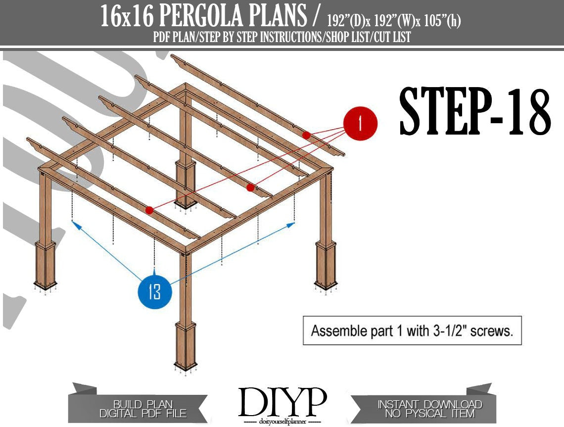 16x16 pergola plan , backyard pergola ideas , build your own pergola