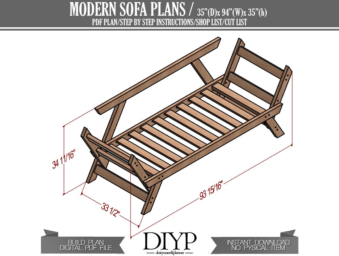 Modern sofa plans, wooden sofa, sofa build plan, outdoor furniture, outdoor sofa, couch plan, easy woodworking plans