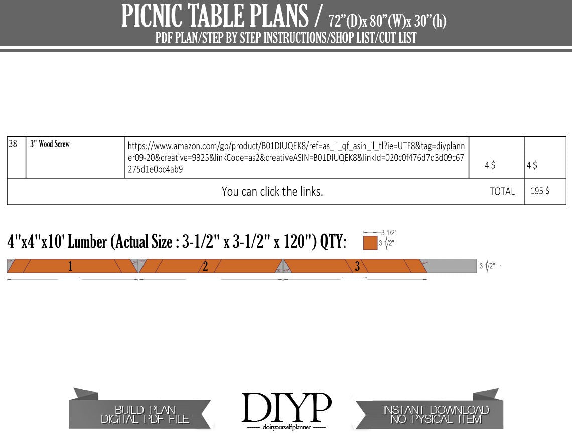 Picnic table plans, DIY picnic table, modern outdoor table, backyard table, diy projects, diy plans