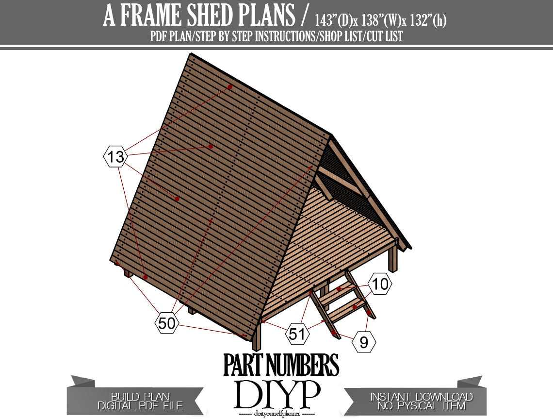 12x12 Tiny A-Frame Shed Plans - A Frame Cabin Plans, Tiny Home Build Plans
