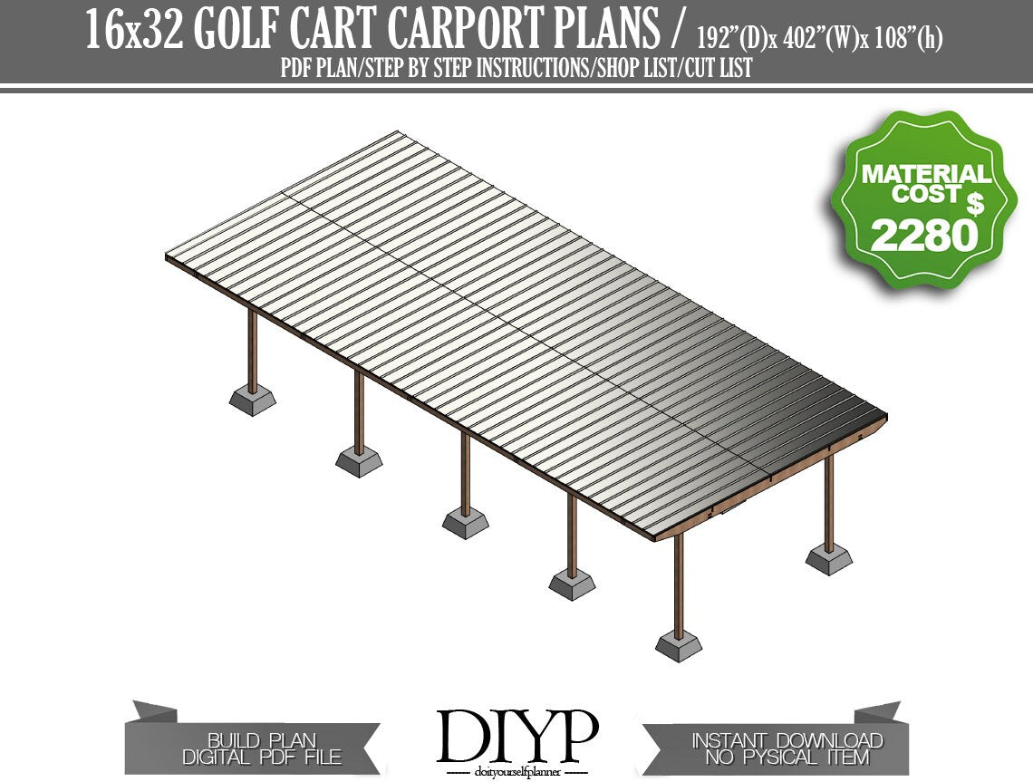 Storage Canopy and Shelter plan for 4 Golf Cart - Great Garage for ATVs, Golf Carts, mowers