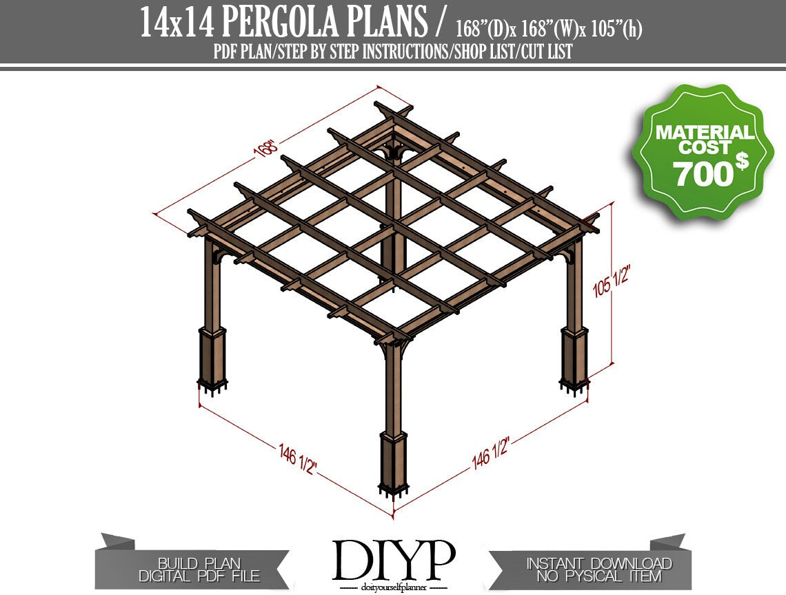 Backyard discovery cedar pergola, 14 ft. x 14 ft. patio pergola plans