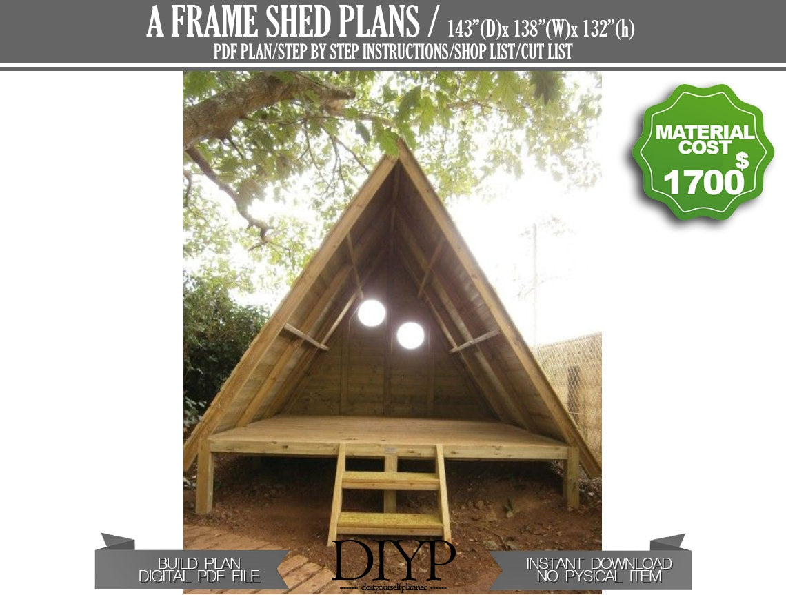 12x12 Tiny A-Frame Shed Plans - A Frame Cabin Plans, Tiny Home Build Plans