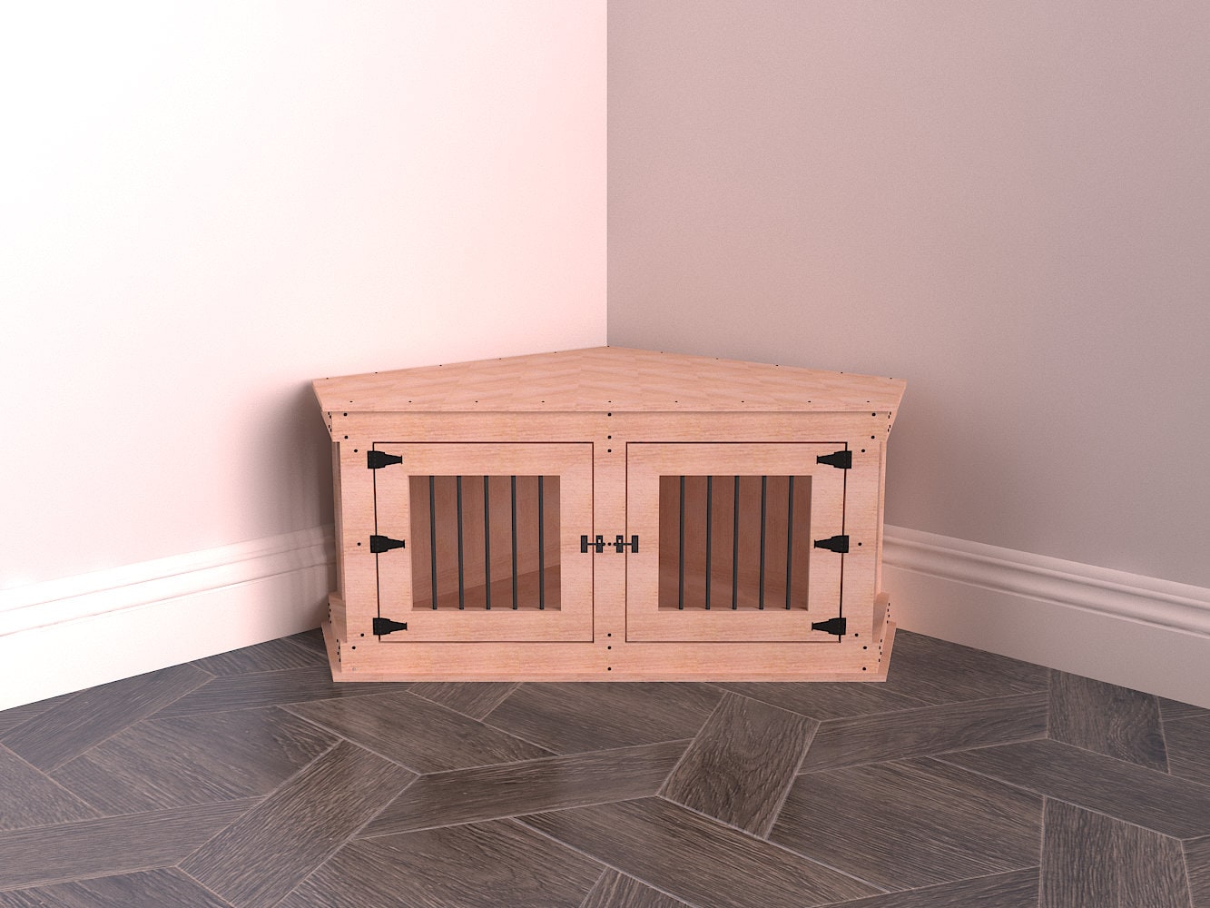 Corner Dog Crate plan - Corner dog kennel - Build own Easy and Cheap dog crate