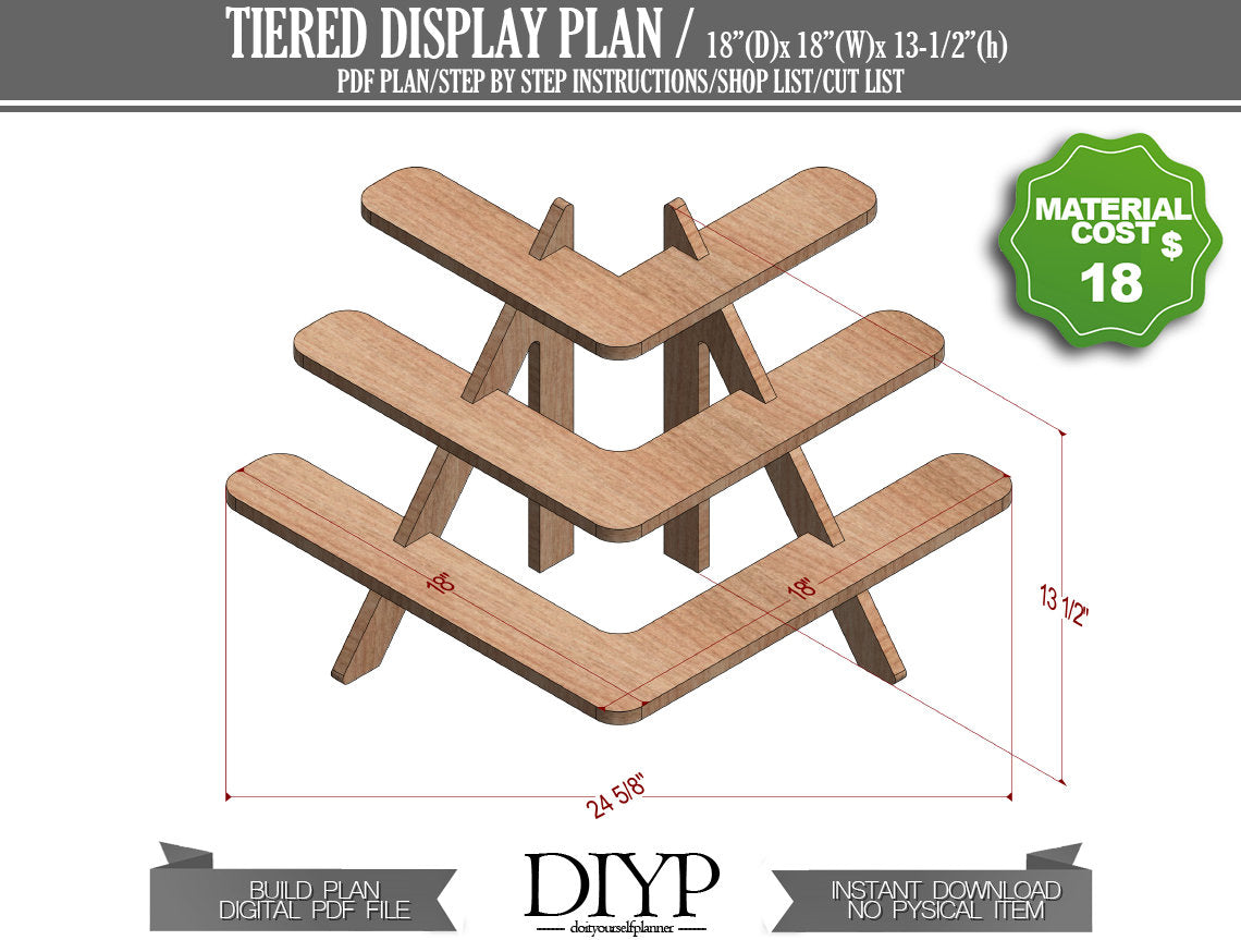 Diy plans for portable 3 tiered display stand, easy and affordable corner wooden shelf