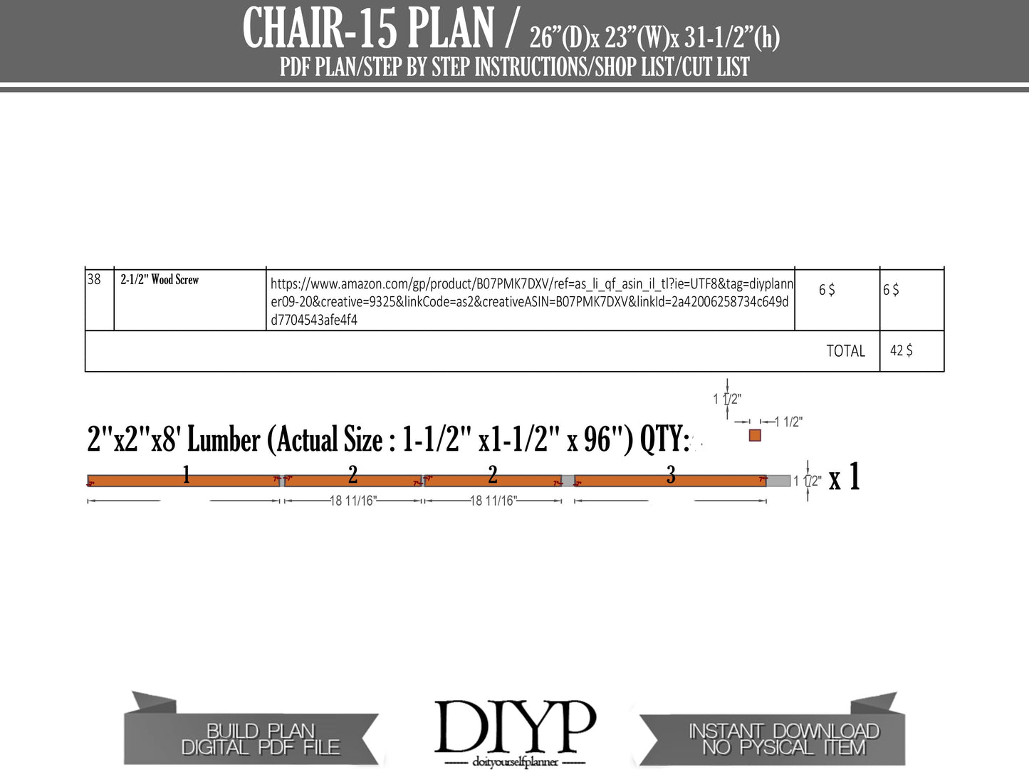 Modern Chair plan, DIY Wooden Bar Stool, Build plans for minimal chair