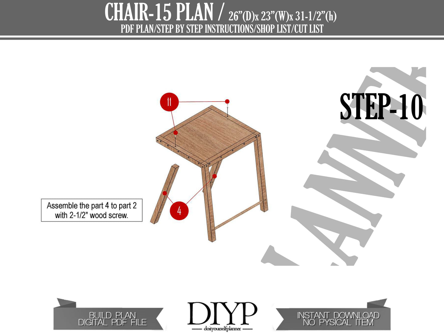 Modern Chair plan, DIY Wooden Bar Stool, Build plans for minimal chair