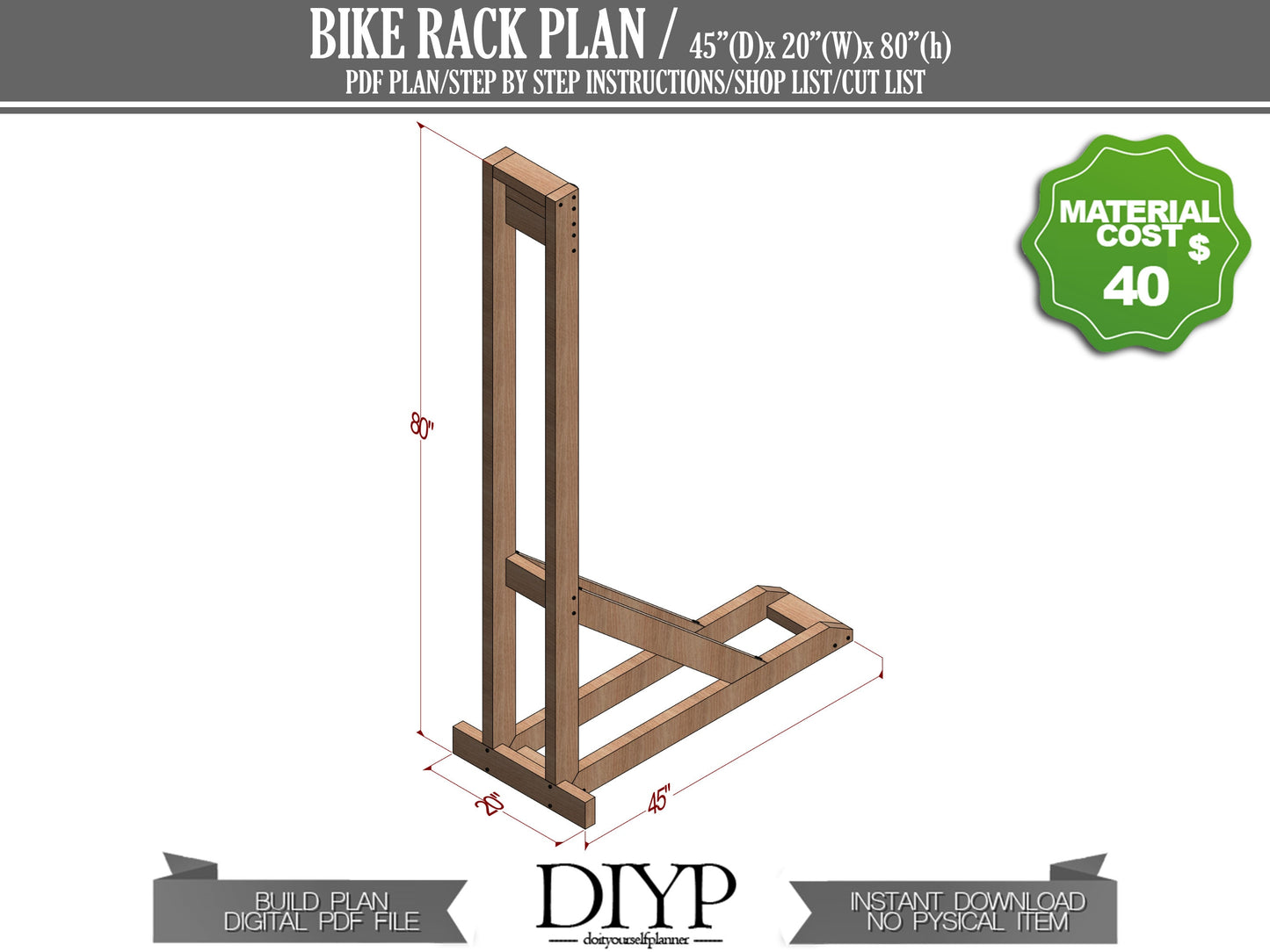 Wooden bike rack woodworking plans, bicycle rack plan