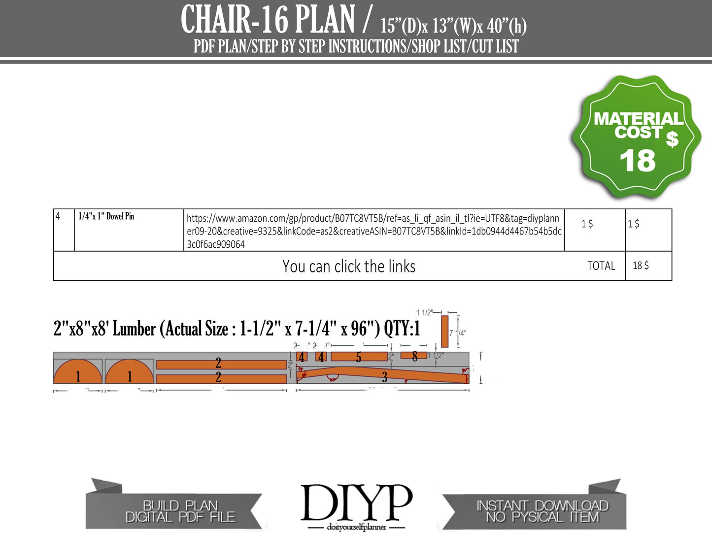 Rustic bar stool pdf plan , Rustic Reclaimed wooden chair diy plans