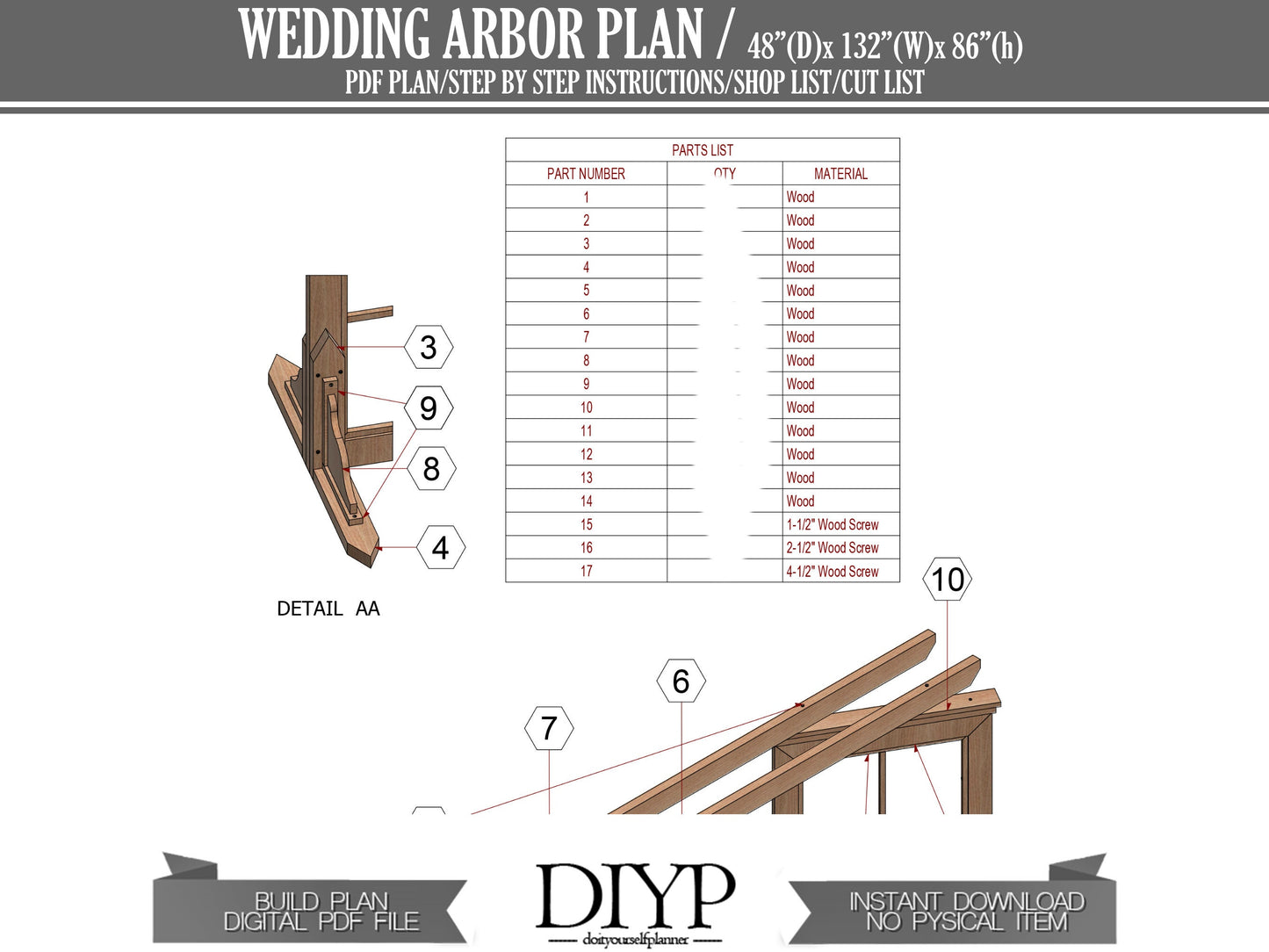 Double Door Wedding Arbor Plans - DIY plans for bohem wedding trellis - Build plans for wedding arch