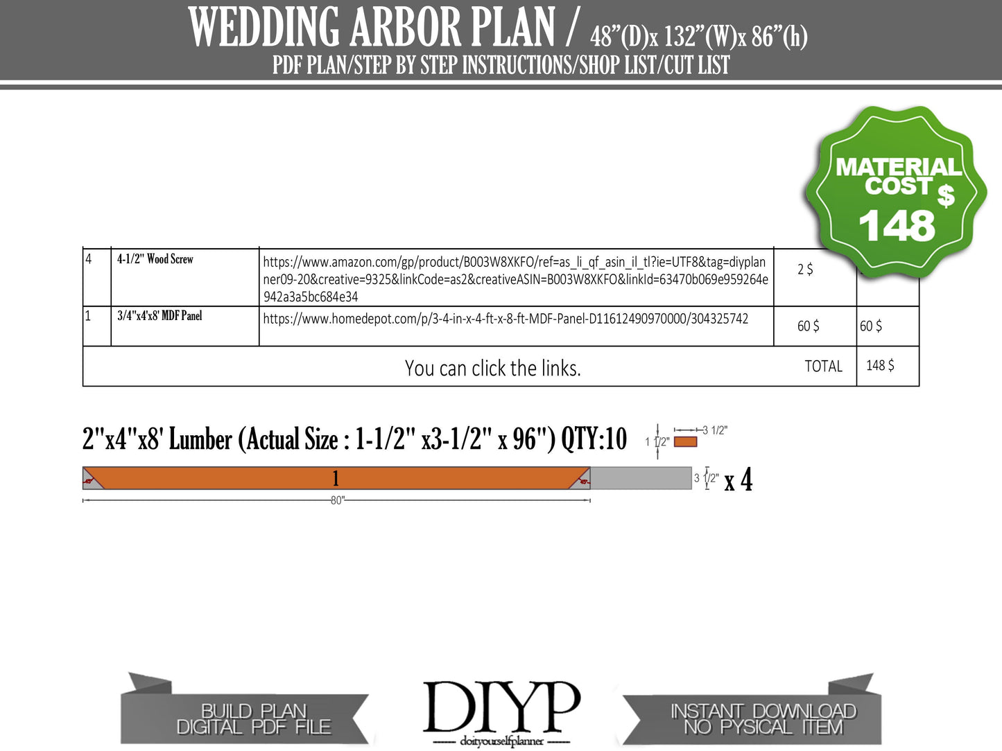 Double Door Wedding Arbor Plans - DIY plans for bohem wedding trellis - Build plans for wedding arch