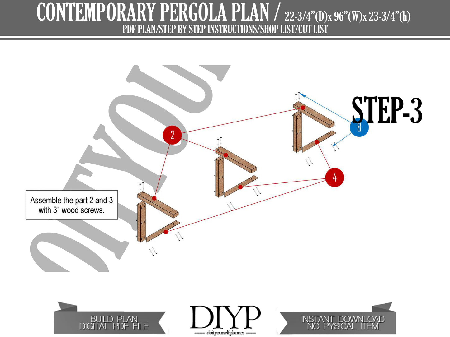 8ft Wall Attached Pergola Plans - Lattice Door cover - lattice Window Cover - window arbor - door arbor - over door pergola