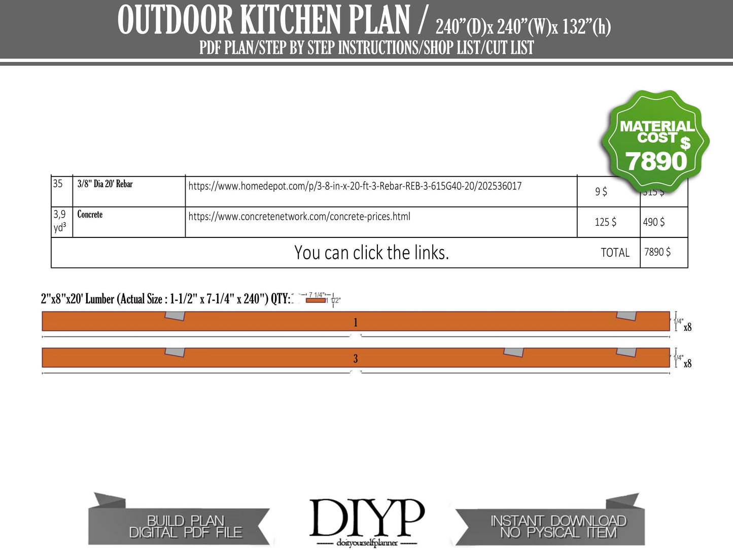 20x20 Outdoor Kitchen Plans , Patio Kitchen , Open-Air Kitchen , Outdoor Dining Patio , Backyard Party Pavilion - Outdoor Bar