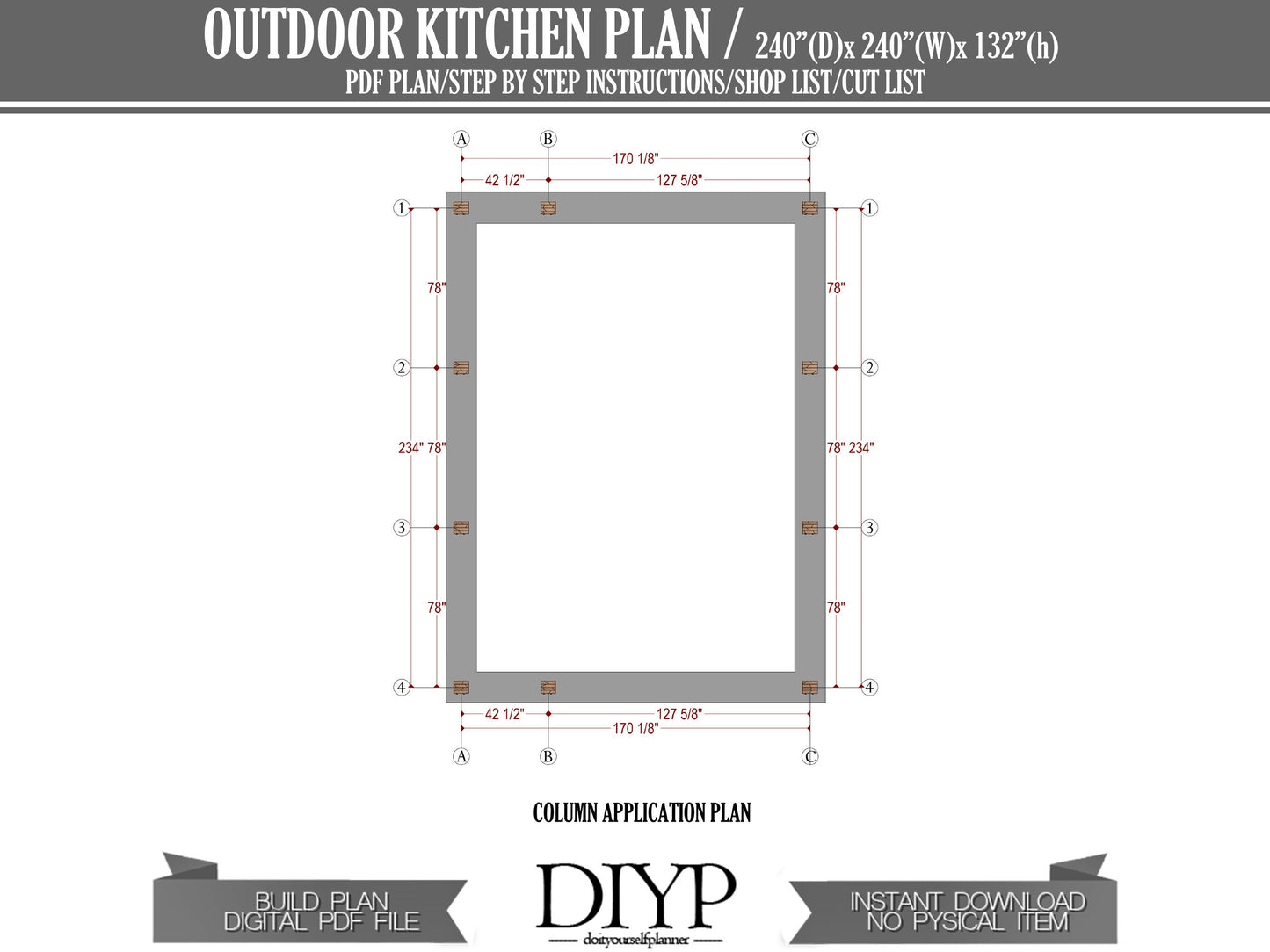 20x20 Outdoor Kitchen Plans , Patio Kitchen , Open-Air Kitchen , Outdoor Dining Patio , Backyard Party Pavilion - Outdoor Bar
