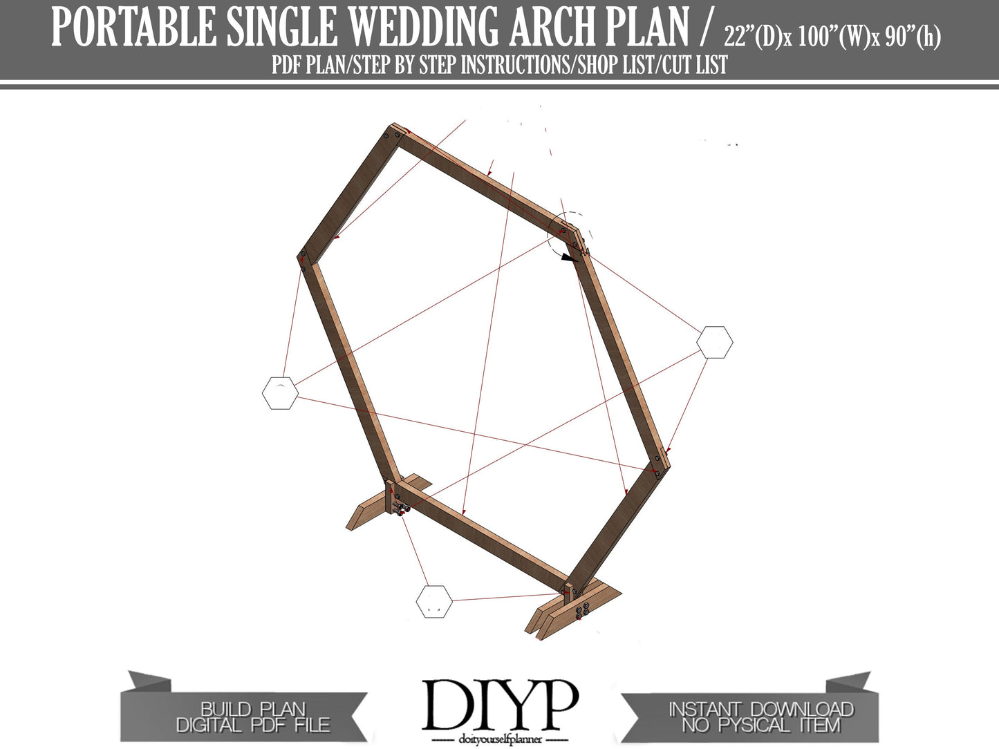 Portable Single Hexagon Wedding Arbor DIY Plans - Wedding Arch Decor