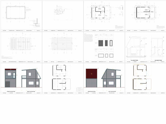 2 bedroom tiny house 530sqft | House Design | Basic Floor Plan, with Elevation Sections | Digital Download PDF