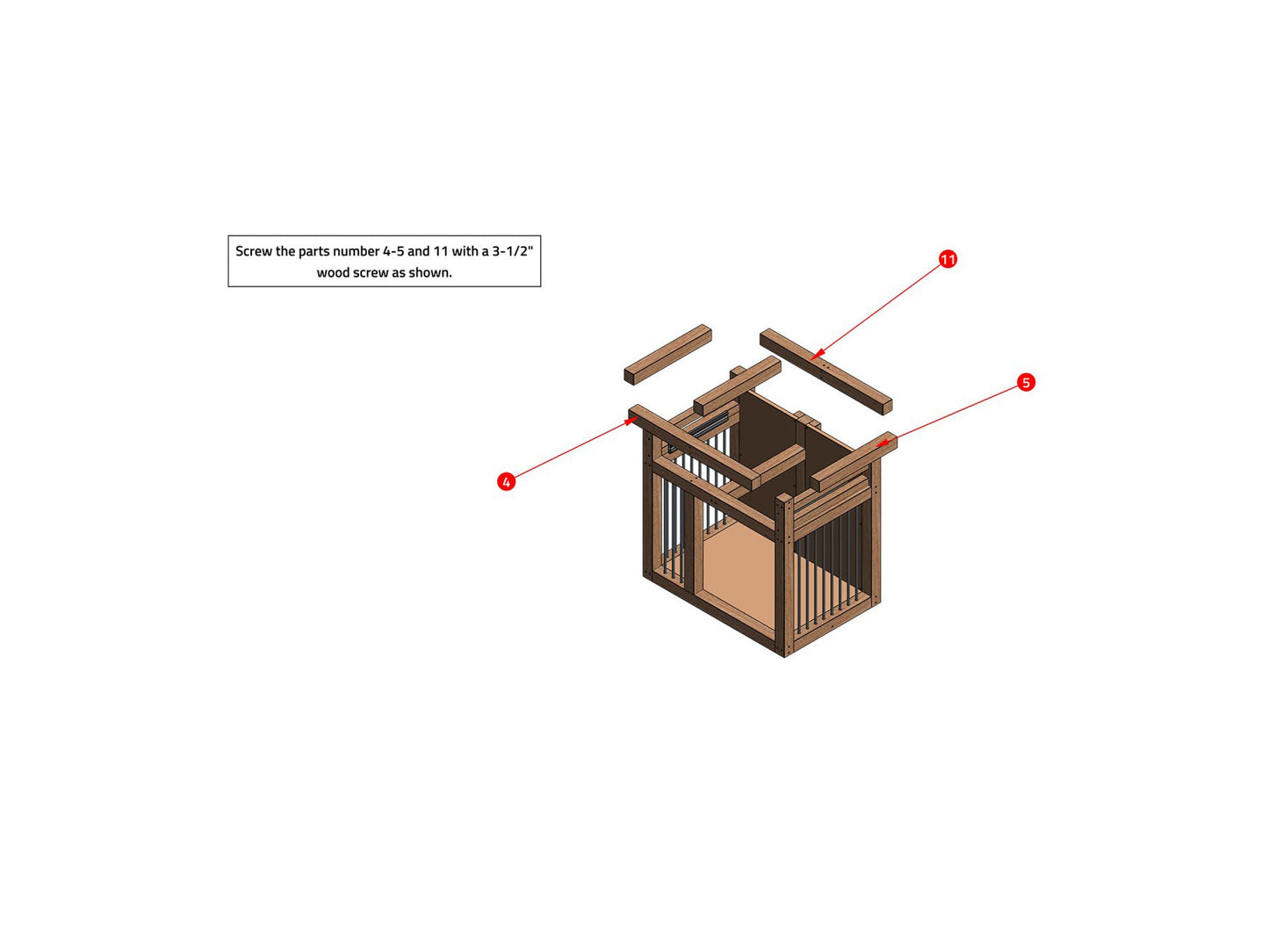 Single Medium Plan for Dog Kennel with drawers - Dog Crate Furniture - Build plans for dog cage-32x24x36
