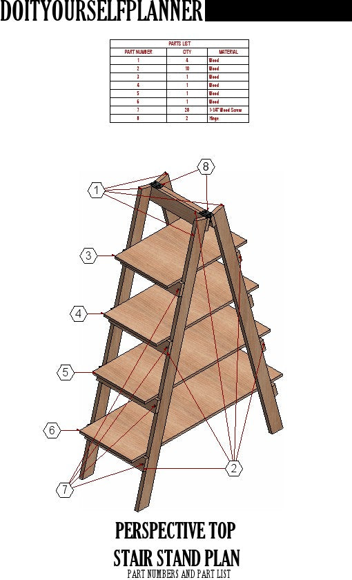 Free Ladder Shelf plan, free display stand plan