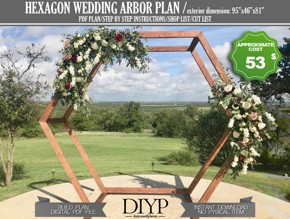 Free Hexagon Wedding Arbor Plan, free wedding arch plan, wooden wedding arch plan