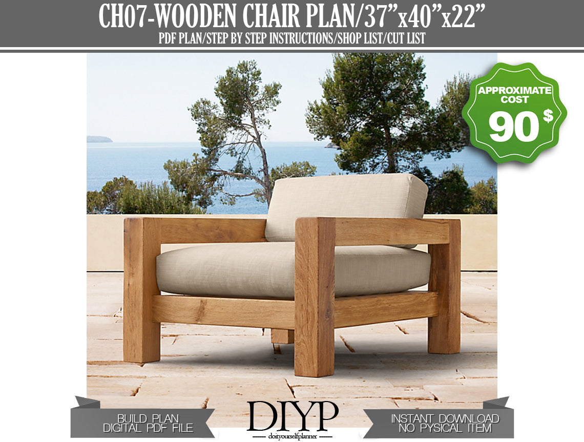 Wooden Chair plan, PDF chair plans, Woodworking plans for chair, blueprint for chair, Diy chair plan