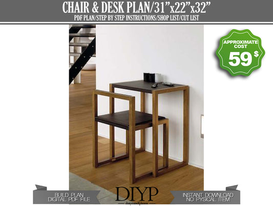 DIY 31x22 Inch Table and Chair Plan | 2x2 Lumber | Easy-to-Follow Woodworking Plans with Animation