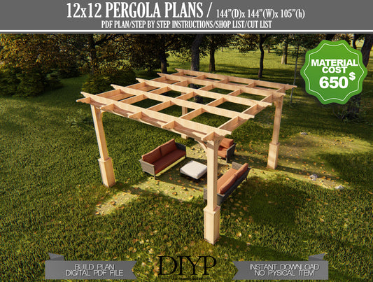 DIY Pergola Plans: Build a Classic 12x12 Open-Top Pergola (with Construction Animation!)