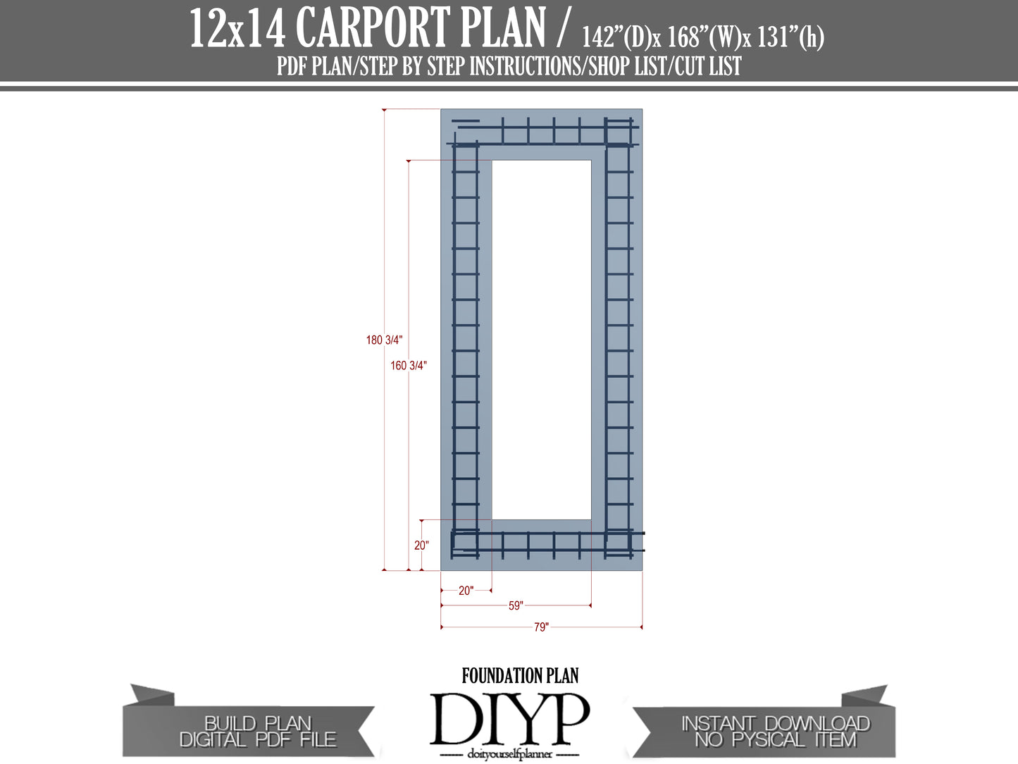 12x14 Carport Plans with Single-Pitched Roof - DIY Woodworking Project, Blueprints, Cut List, Materials List, and Construction Animation