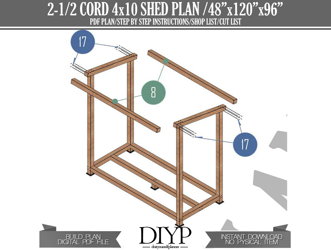 4x10 Firewood Shed Plans - DIY Woodworking Project with Construction Animation, Shopping List, Cut List & More!