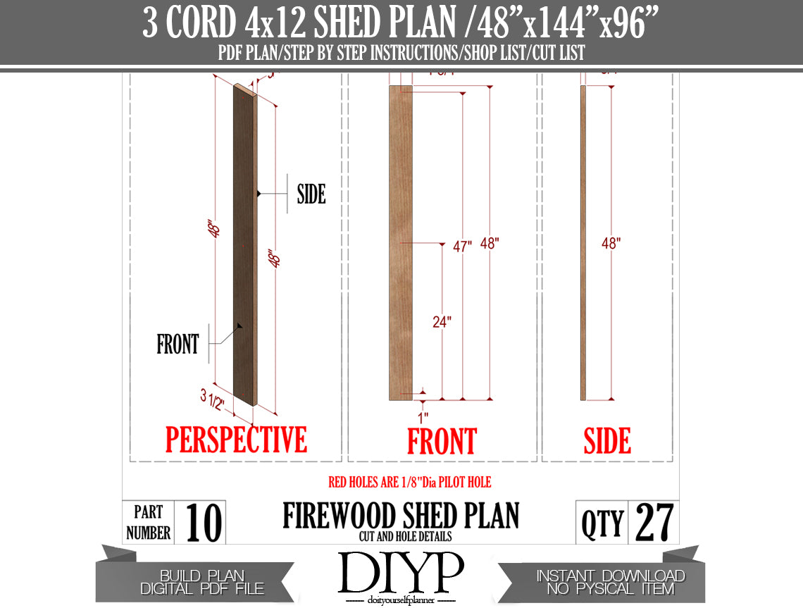 4x12 Firewood Shed Plans with Construction Animation | DIY Wood Shed | Instant Download